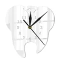 Creative tooth-shaped wall clock, acrylic mirror finish, modern home decor for clinic or bedroom. - GZ132 Silver
