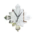 Details of creative acrylic mirror wall clock with unique geometric design and numbers. - GZ086 Silver
