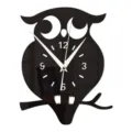 Creative acrylic mirror owl wall clock modern design decorative clock for living room home decor - Black