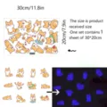 Adesivi murali simpatici Shiba Inu che si illuminano al buio, decori stanza animali kawaii, 30x20cm. - Colla rimovibile / KYYG026 - Modello con luce blu
