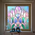 Decorative stained glass window film, static cling PVC glass sticker for home window decor. - BL303 / Small Size 50x50cm