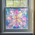 Decorative stained glass window film, colorful floral design, static cling privacy sticker. - BL304 / Small Size 50x50cm