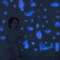 Glow in the dark ocean animal wall stickers, waterproof luminous marine life decals for kids bedroom decor. - Blue