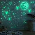 Stickers muraux phosphorescents avec étoiles et lune, parfaits pour la chambre d'enfants. - Lune 30 cm + 3259 + 3255