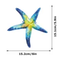Metal starfish wall art detail showing exact dimensions of 15.2x15.1cm for home decor. - JSTY403: Style A