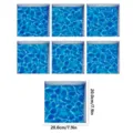 Detailed view of square anti-slip bathtub stickers with blue water ripple pattern, 20x20cm. - Anti-slip Sticker / Blue Water Ripple Print
