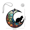 Buntglas Katze Mond Hänge Ornament mit Saugnapf und Seil für Fenster und Wand Dekor. - TYU406