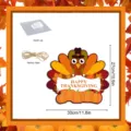 Thanksgiving turkey wooden hanging sign party door decor with hook and rope for autumn festival. - MZ658-Size L