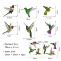 Hummingbird anti-collision window sticker size guide, PVC electrostatic glass film decal. - CBCJD202