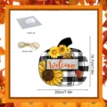 Fall pumpkin wooden door sign with sunflower and welcome text, includes rope and hook accessories. - MZ659-Size S
