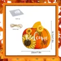 Thanksgiving wooden pumpkin hanging sign with sunflower, welcome decor for autumn home porch. - MZ660-Size S