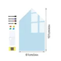 Γυάλινος πίνακας σε σχήμα σπιτιού 61x101cm με μαρκαδόρους και μαγνήτες για γραφείο. - Styl C Anoihtó Mple Mégethos L