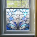 Blue stained glass window film decorative static cling privacy window sticker for home decor - BL318