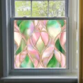 Decorative stained glass window film, static cling privacy glass sticker for home, colorful design. - BL319