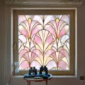 Stained glass window film art deco pink peel and stick privacy decorative glass sticker for home - BL322