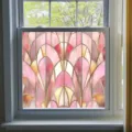 Decorative pink Art Deco stained glass window film, static cling PVC privacy film for home decor. - BL324