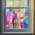 Colorful stained glass window film, decorative static cling privacy film for home glass decor. - BL330
