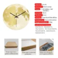 Luminous moon wall clock acrylic 30cm silent sweep movement modern home decor wall watch - Gold