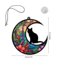Buntglas Katze Mond Hängeornament mit Saugnapf und Kordel für Heimdekoration Detail. - TYU410