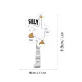 Cute silly goose badge reel detail showing dimensions, ideal for ID cards and work passes. - YLK010