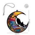 Mond Katze Hängeornament im Buntglas-Stil mit Saugnapf und Kordel für Heimdekoration. - TYU415