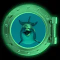 Luminous porthole wall sticker with cute dolphin design, removable PVC decor for home and fridge. - KYYG009 - Green Glow