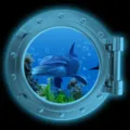 3D Luminous Porthole Dolphin Wall Sticker Underwater Ocean Scenery Home Decor Decal - KYYG010 - Blue Glow