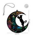 Buntglas Katze Mond Hängeornament mit Saugnapf und Kordel für Heimdekoration 12cm - TYU416