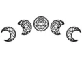 Wooden moon phase wall hanging set, hollow carved lotus moon cycle home decor details. - Small: OPP Bag Packaging / Black Wood