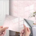 Autocollant de carrelage en marbre rose papier peint impermeable pour decoration maison - DLS025