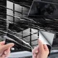 Adhesif carrelage marbre noir autocollant impermeable decoration murale pour la cuisine - DLS030
