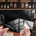 Αυτοκόλλητο πλακιδίων μαύρο μάρμαρο αδιάβροχο αυτοκόλλητο παχύ κρυστάλλινη υφή τοίχου - DLS059