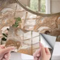 Autocollant de carrelage effet marbre avec éclat cristal et dorure, déco murale. - DLS046