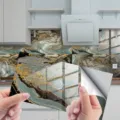 Autocollant carrelage marbre imperméable papier peint autocollant cuisine mur décoration - DLS051