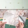 Adhésif mural texturé effet marbre épaissi autocollant pour rénovation cuisine et déco. - DLS053