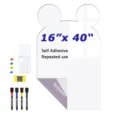 Detailansicht des niedlichen maussehrförmigen magnetischen Whiteboard-Aufklebers mit Zubehör. - Größe S / Stil A Weiß