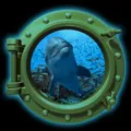 Glowing porthole marine animal wall sticker, 3D ocean view window home decor decal. - KYYG013 - Blue Glow