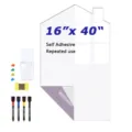 Hausform magnetische Whiteboard Aufkleber 16x40 selbstklebend wiederverwendbare Schreibtafel. - Größe S / Stil A Weiß