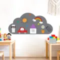 Kinder Wolke magnetische Whiteboard Wandaufkleber mit kreativen Zeichnungen und Zubehör. - Größe S / Stil D Grau