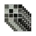 Detailansicht des 3D selbstklebenden Mosaikfliesen-Aufklebers in Schwarz und Grau. - MSC035