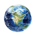 Modern minimalist acrylic earth wall clock with gold hands for living room and bedroom. - Luminous CC086
