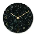 Modern minimalist round marble wall clock with gold numbers and hands for living room decor - Green Marble (CC005)