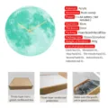 Luminous moon wall clock 30cm acrylic silent sweep movement modern decor for bedroom - Cyan
