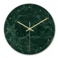 Modern simple green marble wall clock with gold hands, elegant round clock for living room decor. - Green Marble (CC004)