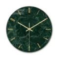 Modern green marble wall clock with elegant gold hands and minimalist decorative design. - Green Marble (CC003)