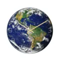 Earth Print Acrylic Wall Clock, Planet Design Round Clock for Living Room and Home Decor - Luminous CC085
