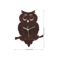 Wooden owl wall clock detail view showing the cute animal shape and silver clock hands. - MCC412-Style B / 5mm Thickness