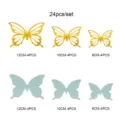 3d metallic hollow butterfly wall stickers set, decorative dual layer art decals home decor. - Gold & Pearlescent Paper Ice Blue