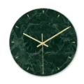 Minimalist acrylic wall clock with dark green marble texture, modern silent round clock for home decor. - Green Marble (CC009)