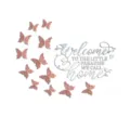 Acrylic mirror wall sticker with butterflies and welcome home quote DIY home decor main item - Silver+Rose Gold